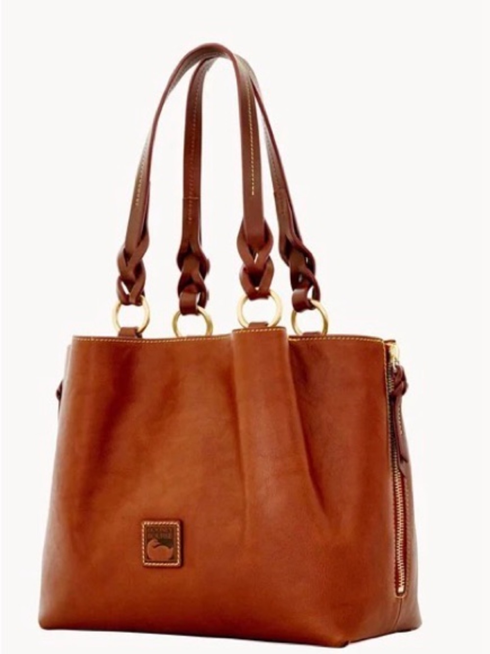 Dooney & Bourke Cognac Leather Braided-Handle Tote